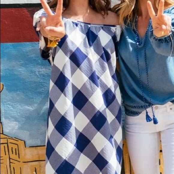 NWT SOUTHERN TIDE ISABEL GRACE BLUE NIGHT WHITE CHECKERED PLAID WOMEN MINI DRESS - Picture 3 of 3